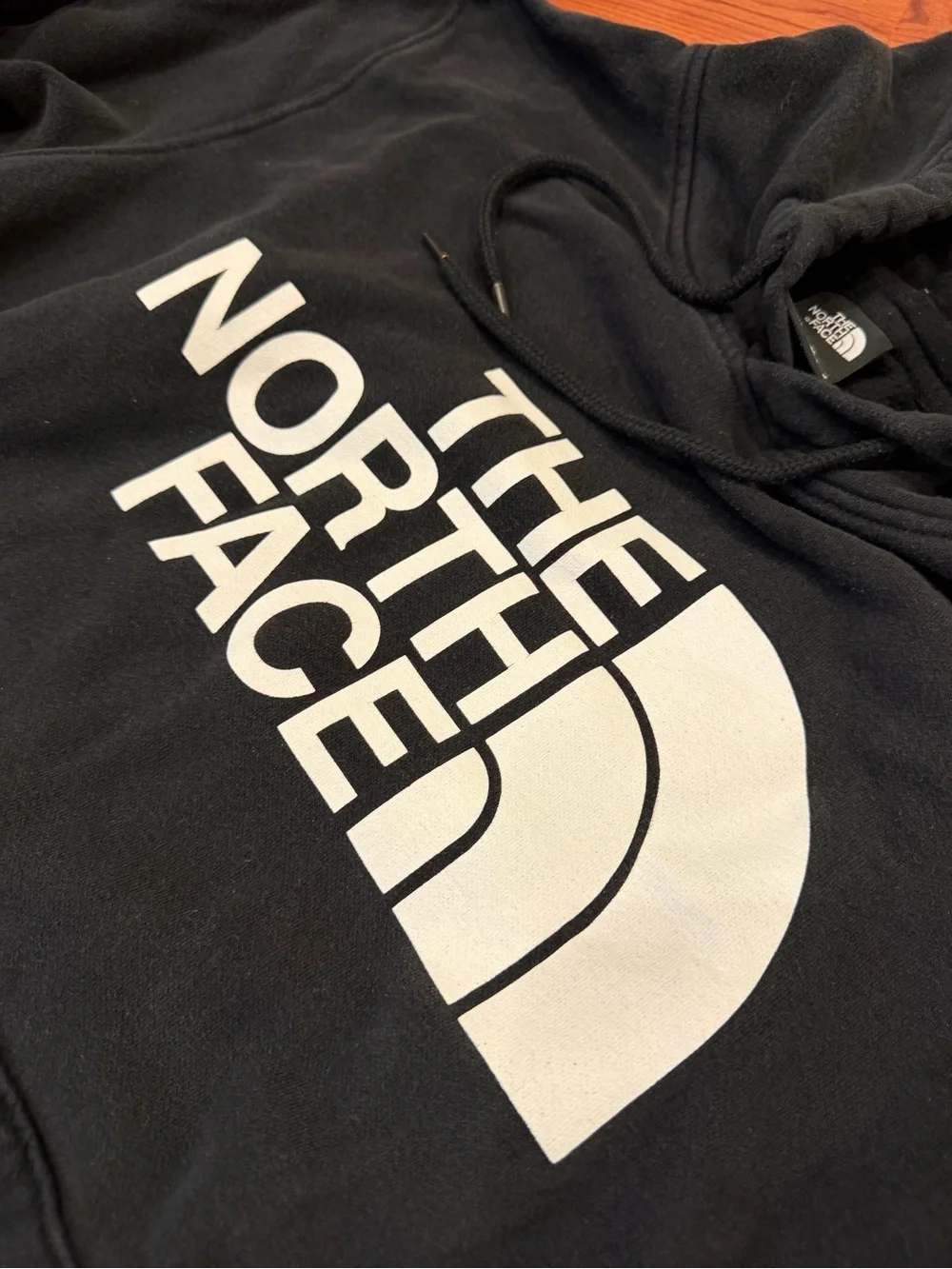 The North Face Black Pullover Hoodie with White Logo size Large